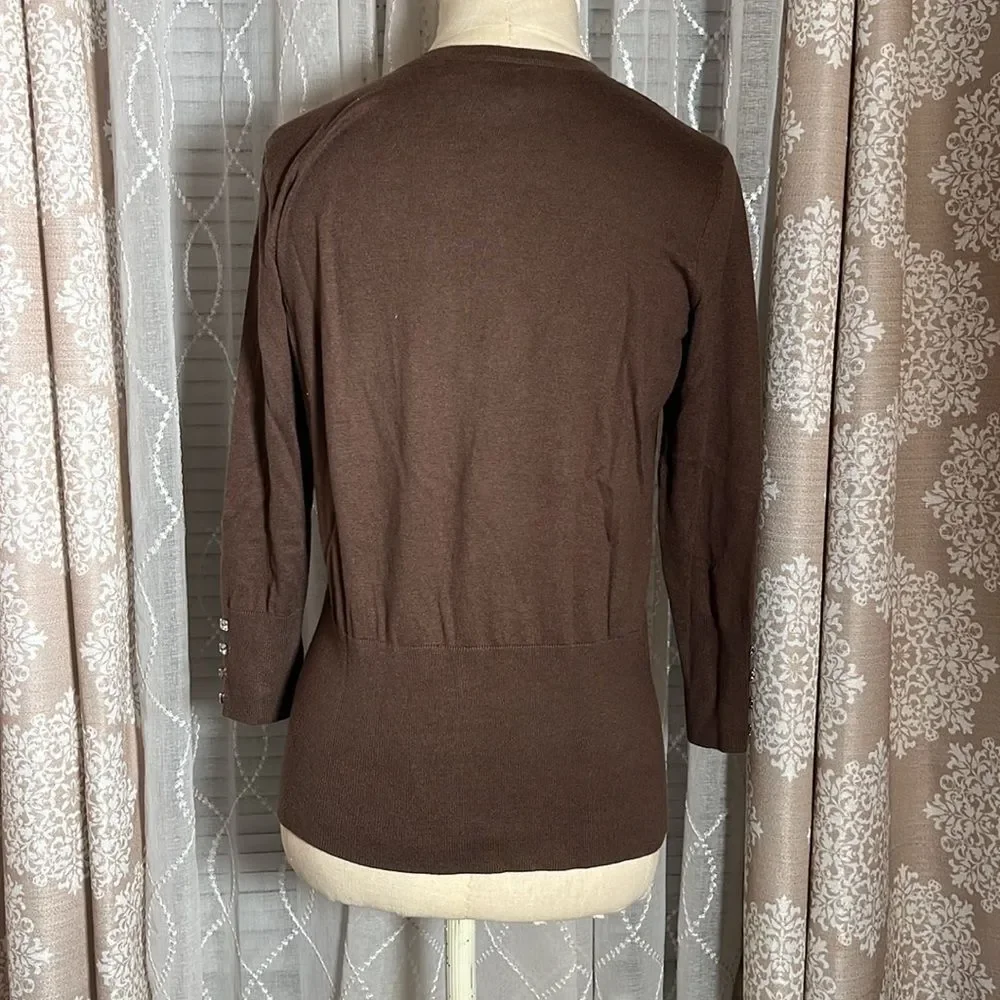 VERTICAL DESIGN sweater with jewel buttons and a cotton/silk blend size medium - Picture 4 of 6